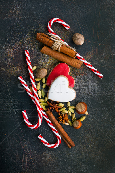 Christmas cookie żywności wina serca zimą Zdjęcia stock © tycoon
