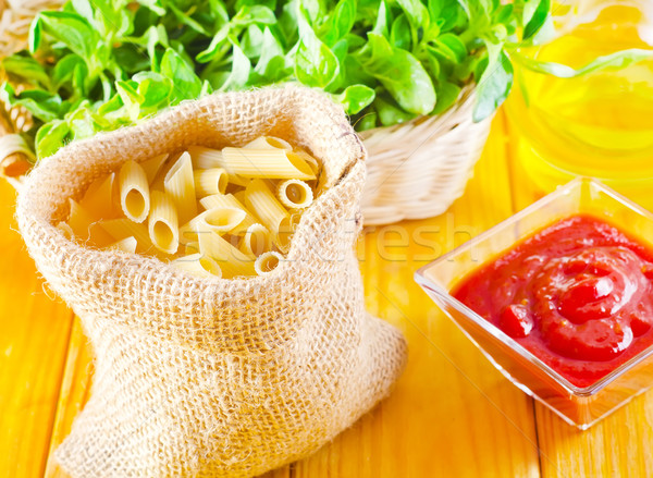 Close-up of assorted pasta in jute bag Stock photo © tycoon