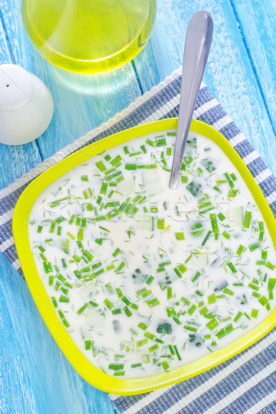 Zimno zupa zdrowia jaj zielone mleka Zdjęcia stock © tycoon