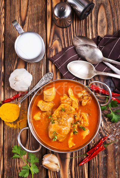 Stockfoto: Kip · curry · traditioneel · indian · schotel · kip · gekruid