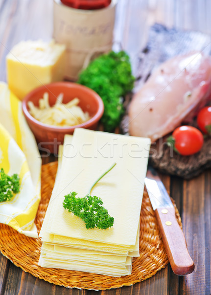 Hozzávalók lasagna fa asztal nyár sajt tészta Stock fotó © tycoon