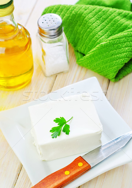Biały ser zielone Sałatka oliwy życia Zdjęcia stock © tycoon