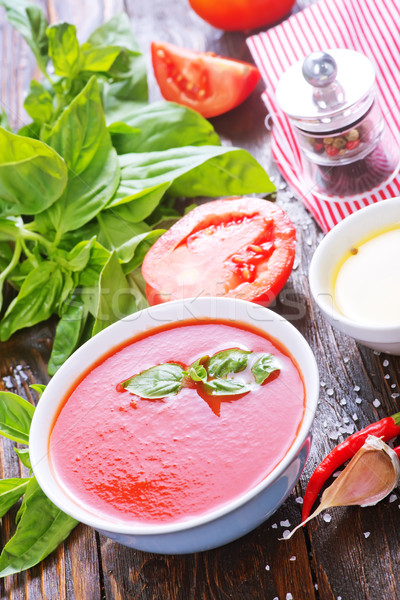 Soupe à la tomate bol table bois cuisine couleur [[stock_photo]] © tycoon