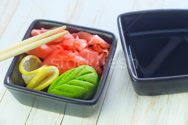 Gengibre wasabi restaurante verde jantar asiático Foto stock © tycoon