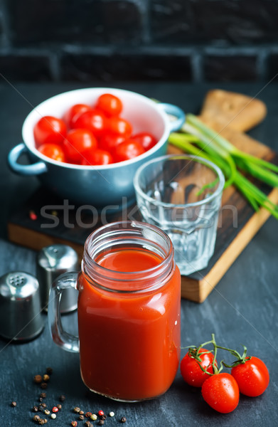 Sok pomidorowy szkła banku tabeli żywności pić Zdjęcia stock © tycoon
