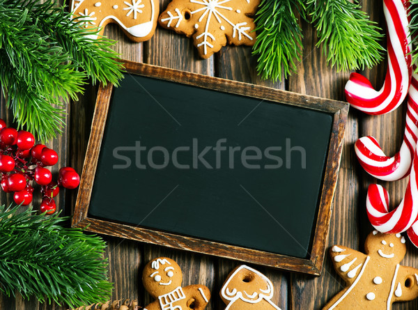 Imagine de stoc: Ghimbir · cookie-uri · Crăciun · tabel · casă · copac