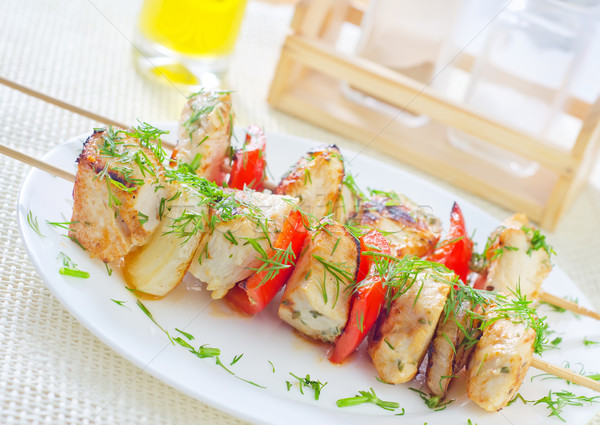 Kebab fond poulet dîner plaque viande [[stock_photo]] © tycoon