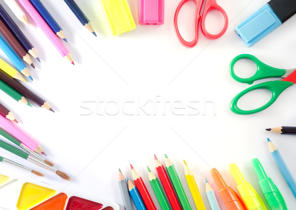 Okul malzemeleri ofis doku okul kalem kalem Stok fotoğraf © tycoon