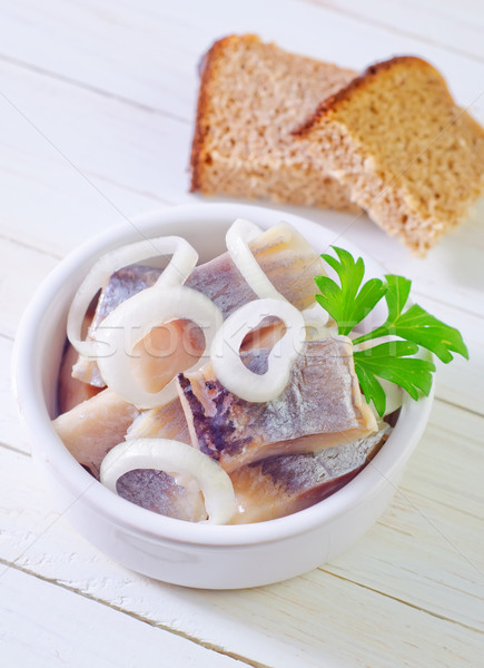 herring with onion and bread Stock photo © tycoon