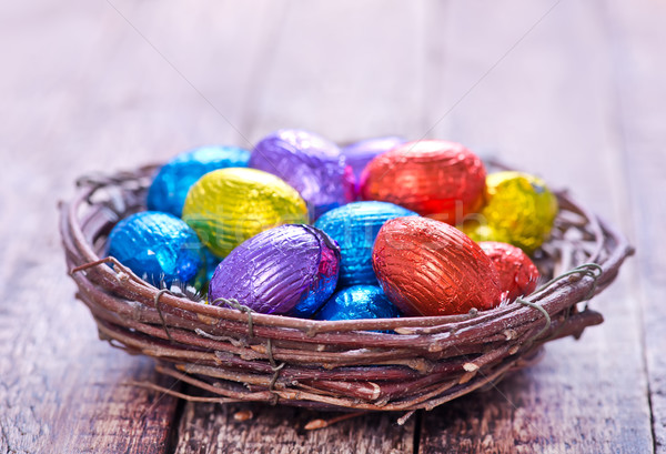 Húsvéti tojások csokoládé tojások szín húsvét fű Stock fotó © tycoon