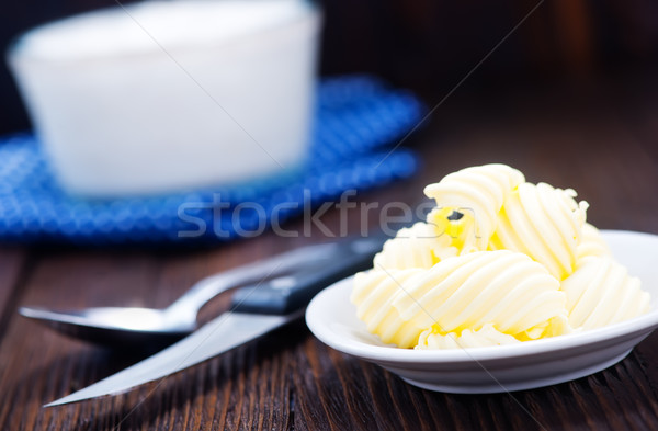 黃油 盤 表 黑色 黑暗 烹飪 商業照片 © tycoon