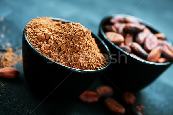 Foto stock: Feijões · pó · tigela · fruto · chocolate