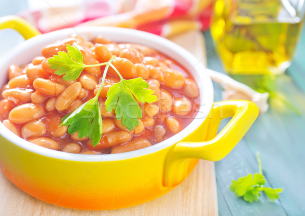 Stockfoto: Bonen · tomatensaus · voedsel · plaat · tomaat · lunch