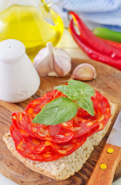 bread with salami Stock photo © tycoon