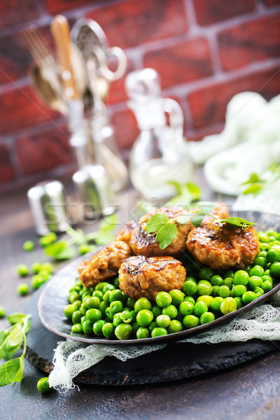 green peas with cutlets Stock photo © tycoon