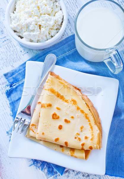 ストックフォト: パンケーキ · 食品 · 葉 · フルーツ · ドリンク · チーズ