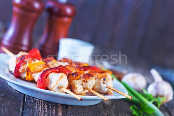 Kebap et biber plaka gıda turuncu Stok fotoğraf © tycoon