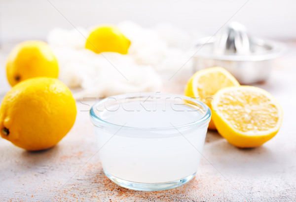 Foto stock: Limão · suco · vidro · tabela · fruto · beber