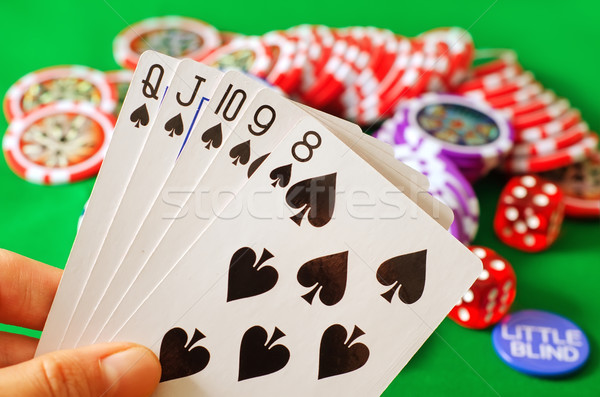 Card for poker in the hand, chips and card for poker Stock photo © tycoon