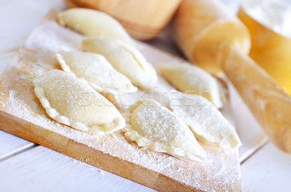 close-up of raw vareniks, traditional ukrainian food Stock photo © tycoon