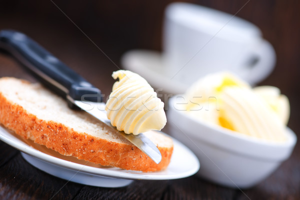 [[stock_photo]]: Beurre · pain · déjeuner · table · papier · grasse