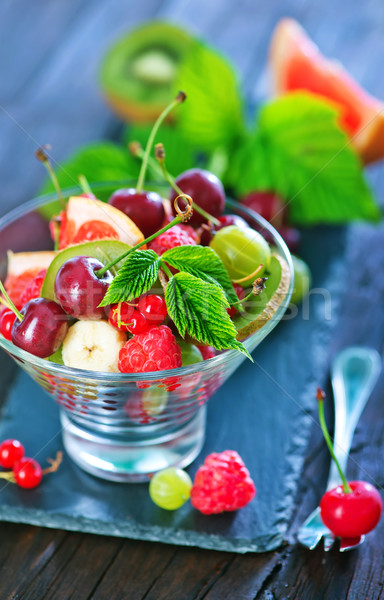 Salade de fruits verre bol table santé orange [[stock_photo]] © tycoon