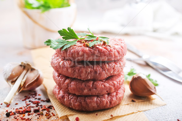 Сток-фото: Burger · сырой · продовольствие · домой · куриные · красный
