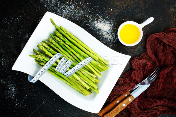 Grünen Spargel weiß Platte Tabelle Essen Stock foto © tycoon