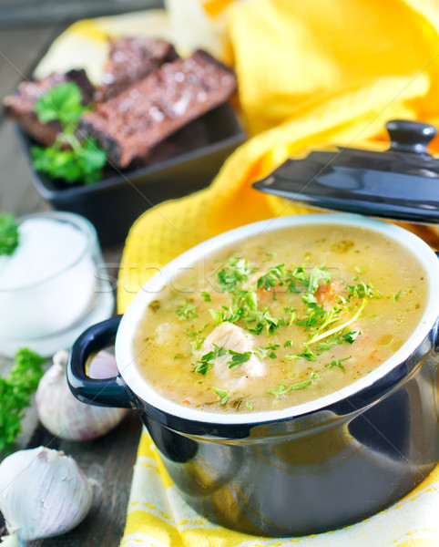 Soupe table en bois alimentaire cuisine table viande Photo stock © tycoon