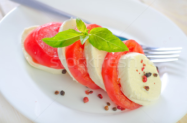 Caprese Essen Blatt Hintergrund Küche Brot Stock foto © tycoon