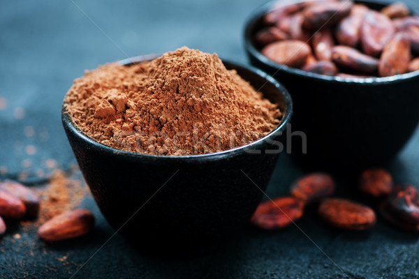 Stockfoto: Bonen · poeder · kom · vruchten · chocolade