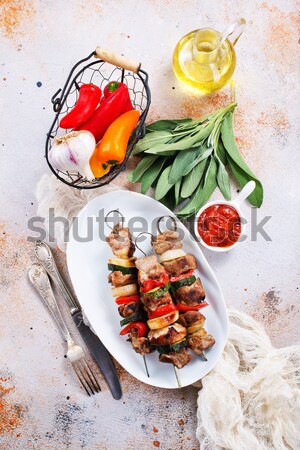 Kebap sebze plaka tablo gıda Stok fotoğraf © tycoon