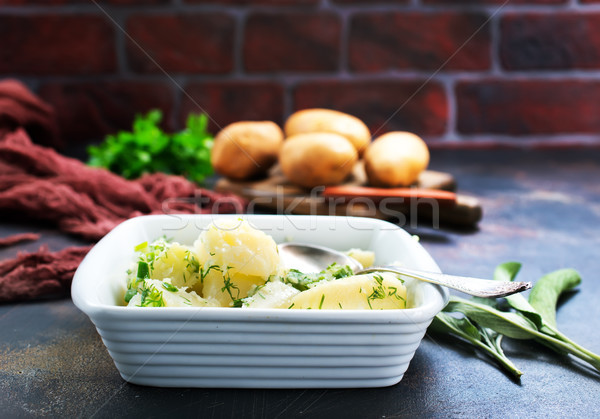 Főtt krumpli fehér tál asztal tavasz Stock fotó © tycoon
