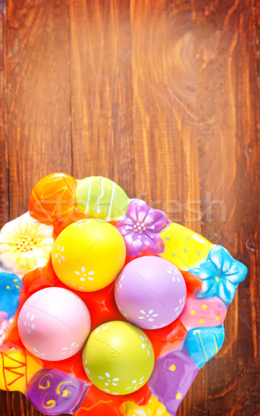 Húsvéti tojások boldog háttér szín kártya kosár Stock fotó © tycoon