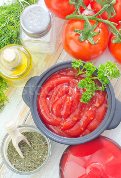 Stockfoto: Tomatensaus · vruchten · restaurant · diner · Rood · plaat
