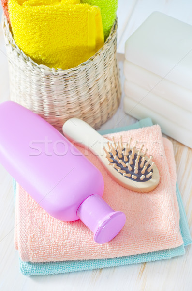 color towels and shampoo Stock photo © tycoon