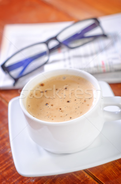 Kaffee Zeitung News Gläser trinken Studie Stock foto © tycoon