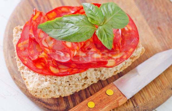 bread with salami Stock photo © tycoon