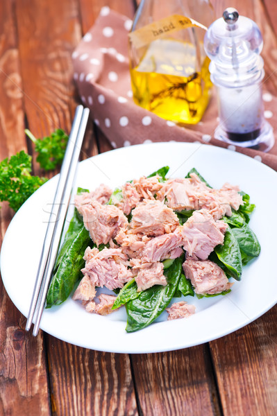 Foto stock: Salada · salada · de · atum · atum · prato · tabela · comida