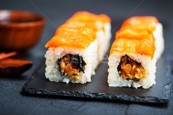 Sushi fresche pesce bordo alimentare rosso Foto d'archivio © tycoon