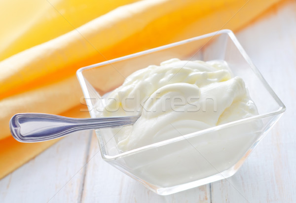 sour cream in glass bowl Stock photo © tycoon