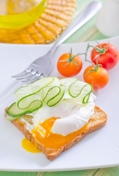 toast with poached eggs Stock photo © tycoon