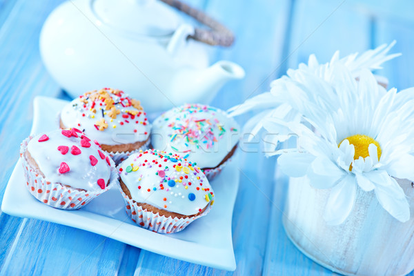 Kubek ciasto tabeli słodkie żywności miłości Zdjęcia stock © tycoon
