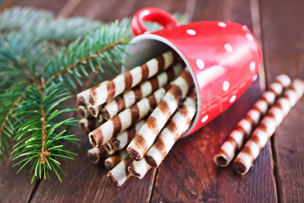 Keksz csövek karácsony csemege édes tea Stock fotó © tycoon