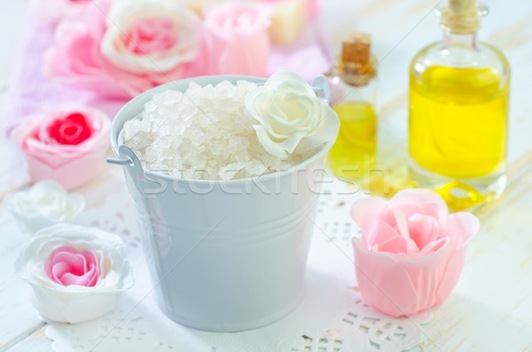 Tengeri só kék fürdőkád zuhany kozmetikai egészségügy Stock fotó © tycoon