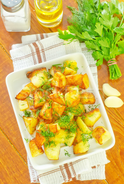 Sült krumpli étel konyha olaj tányér Stock fotó © tycoon