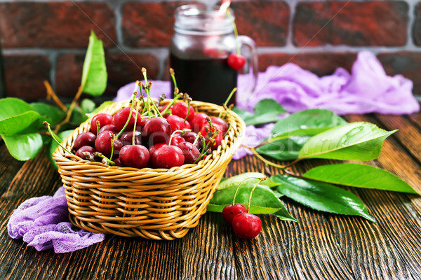 [[stock_photo]]: Cerise · jus · fraîches · table · printemps · fruits