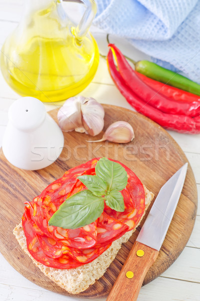 bread with salami Stock photo © tycoon