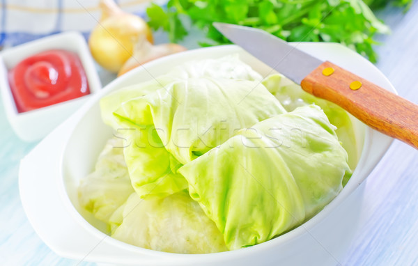 Káposzta levél hús zöld vacsora tányér Stock fotó © tycoon