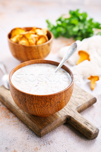 Сток-фото: гриб · суп · чаши · таблице · продовольствие · зеленый